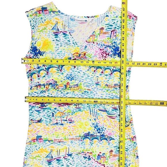 SOLD Weekend Clothes Line Multicolor Beach Theme Side Zip Slit Dress Sz M - Picture 5 of 11